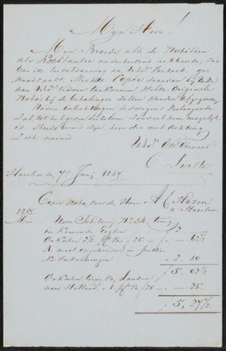 Letter to Arend Cornelis Hazeu