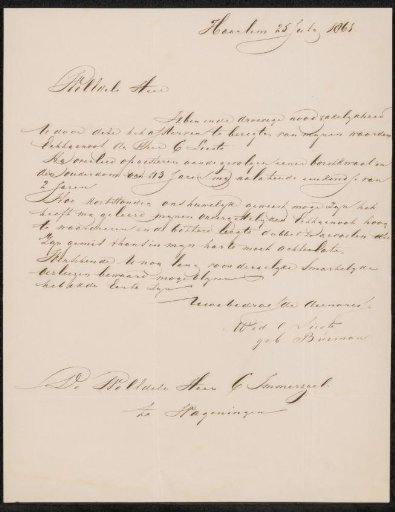 Letter to Christiaan Immerzeel