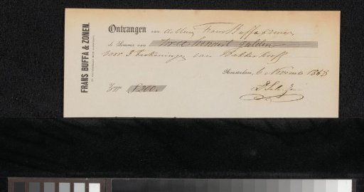 Receipt for Alexander Hugo Bakker Korff