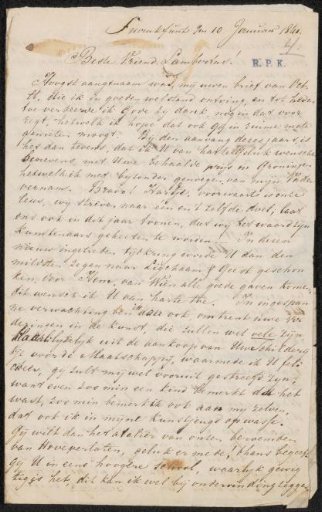 Letter to Lambertus Hardenberg (1822-1900)
