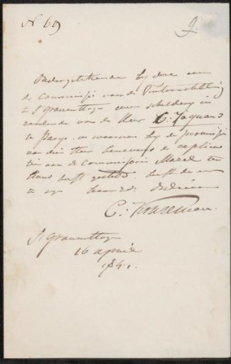 Letter to the Committee of the Exhibition of Living Masters in The Hague