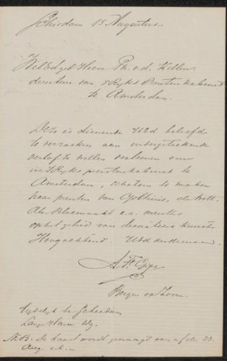 Letter to Johan Philip van der Kellen