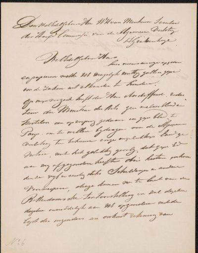 Letter to the secretary of the commission of the General Lottery in The Hague