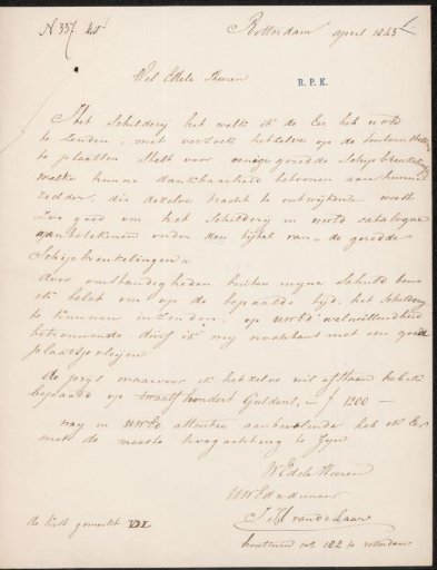 Letter to the committee of the Exhibition of Living Masters in The Hague