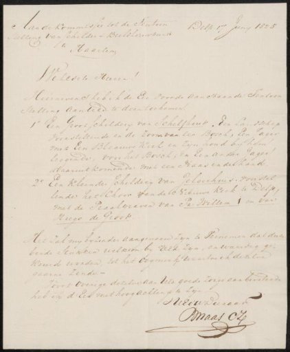 Letter to the committee of the Exhibition of Living Masters in Haarlem