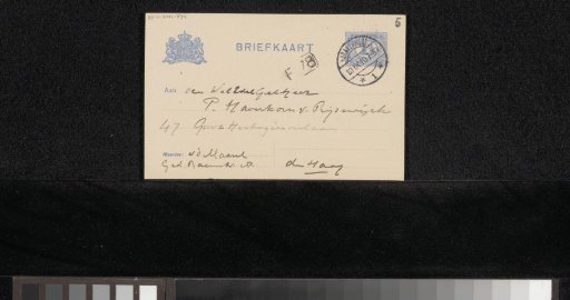 Postcard to Pieter Haverkorn van Rijsewijk