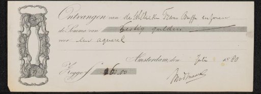 Receipt for Marinus van der Maarel