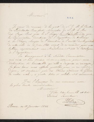 Letter to the committee of the Exhibition of Living Masters in The Hague
