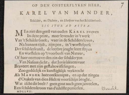Poem on Karel van Mander