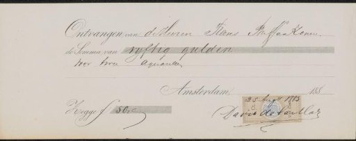 Receipt for David de la Mar