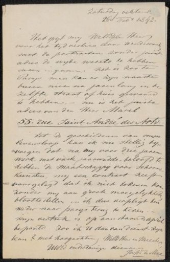 Letter to Christiaan Immerzeel