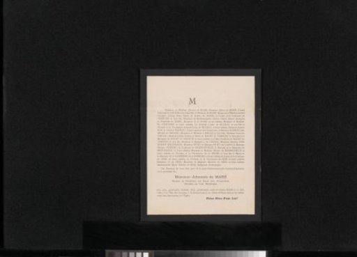 Death notice concerning Johannes de Mare