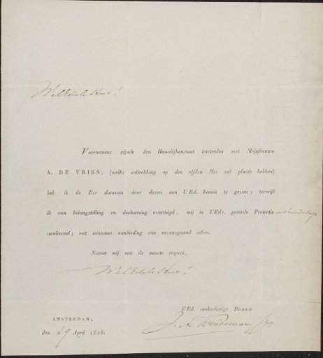 Marriage announcement to an anonymous recipient