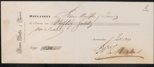 Receipt for Willem Johann Martens