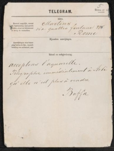 Telegram to Willem Johann Martens