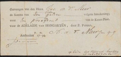 Receipt for Noach van der Meer (II)