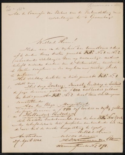Letter to the Committee of the Exhibition of Living Masters in The Hague