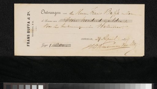 Receipt for Hendrik Dirk Kruseman van Elten