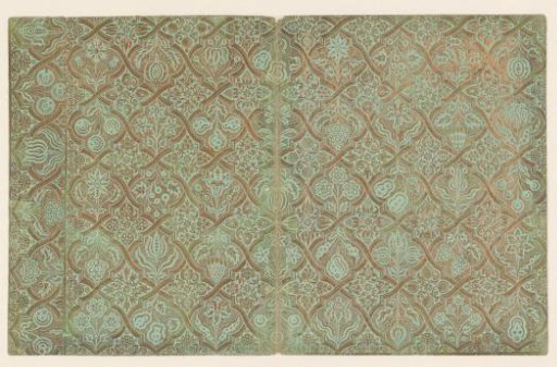 Sheet with floral ornaments in a diamond pattern