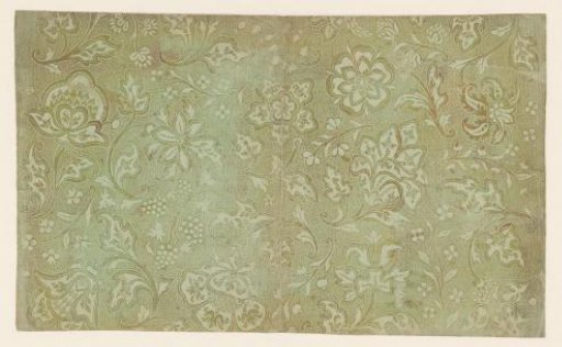Sheet with a pattern of flowers and fruits in a spotted ground