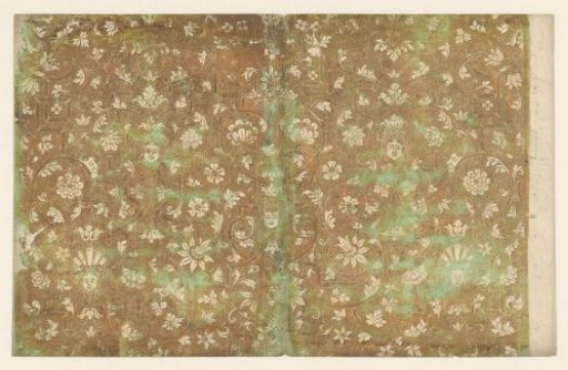 Sheet with masks among leafy vines with flowers