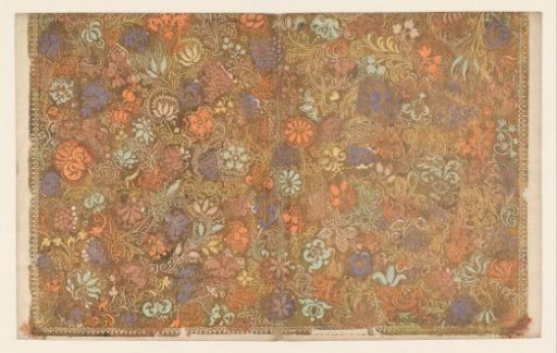 Sheet with a scattered pattern of flowers and fruits