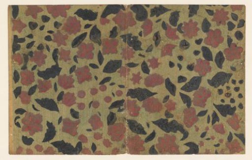 Sheet with a scattered pattern of flowers, leaves, and fruits