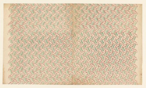 Sheet with an alternating scattered pattern of leaves and striped blocks
