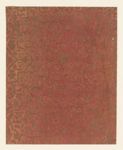 Sheet with a pattern of scrolls and ribbons