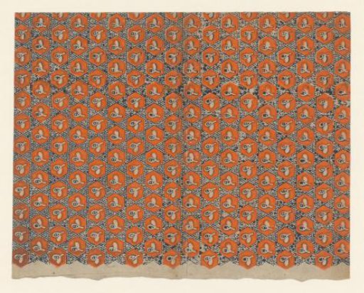Sheet with striped pattern of hexagon with leaf motif