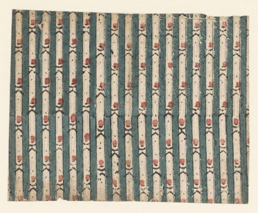 Sheet with striped pattern of flower and plain stripes