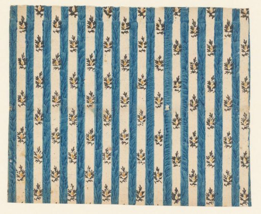 Sheet with striped pattern of flower motif and plain stripes