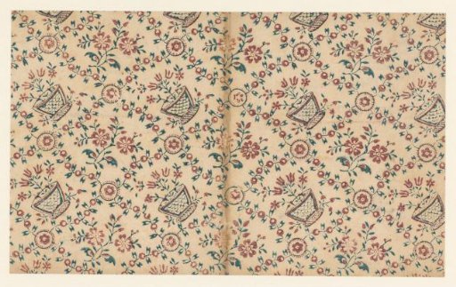 Sheet with pattern of flower pots between leaf vines