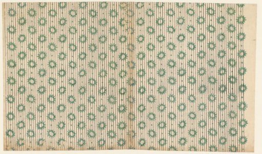 Sheet with scattered pattern of flowers under a continuous line background