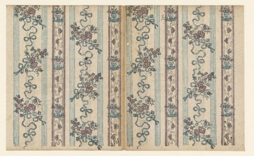 Sheet with band pattern featuring bouquets with ribbons