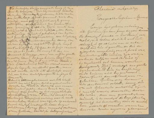 Letter to Jeannette Bouman-Stuyling de Lange