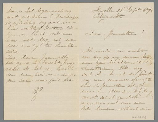 Letter to Jeannette Bouman-Stuyling de Lange