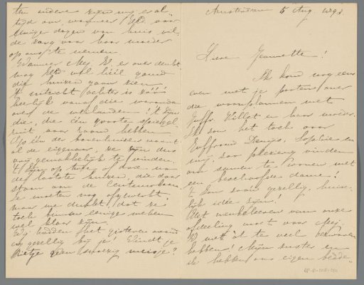 Letter to Jeannette Bouman-Stuyling de Lange