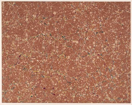 Moiré marble in brown, blue, yellow and red