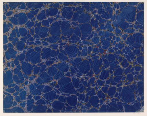 Moiré marble in blue, red, black and gold