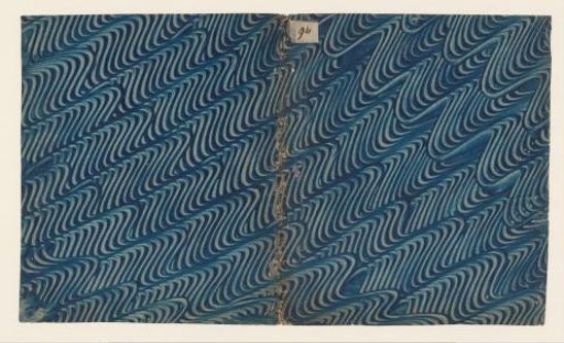 Starch Paint Paper in Blue with Incised Diagonal Bands of Wavy Lines