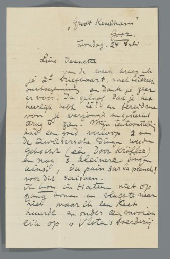 Letter from Jo Koster to Jeannette de Lange