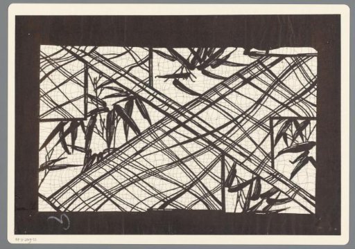 Template with bamboo leaves and lines