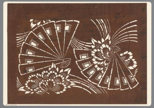 Template with fans and flowers