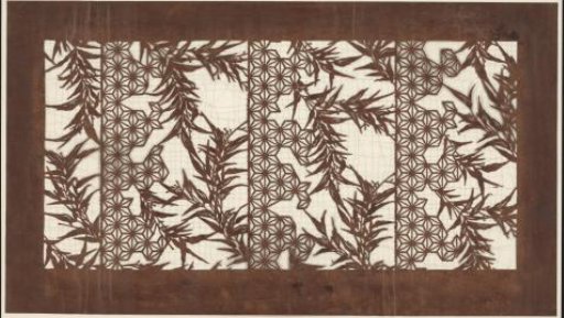 Template with leaf branches and a grid