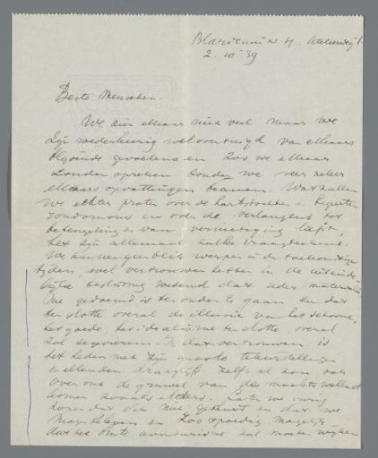 Letter to Jan Ponstijn and Henriëtte Johanna Petronella van Hilten