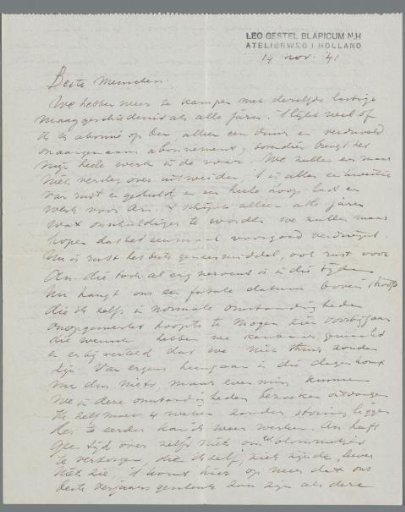 Letter to Jan Ponstijn and Henriëtte Johanna Petronella van Hilten
