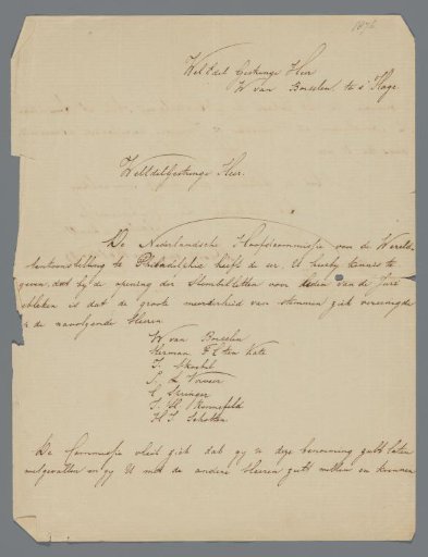 Letter to Jan Willem van Borselen, 5 January 1876