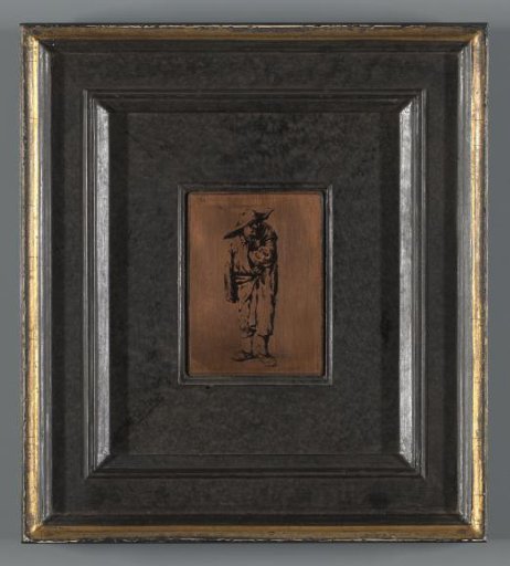 Standing peasant with hand and arm in his cloak
