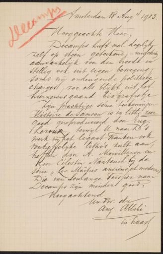 Letter to Baron Barthold Willem Floris van Riemsdijk